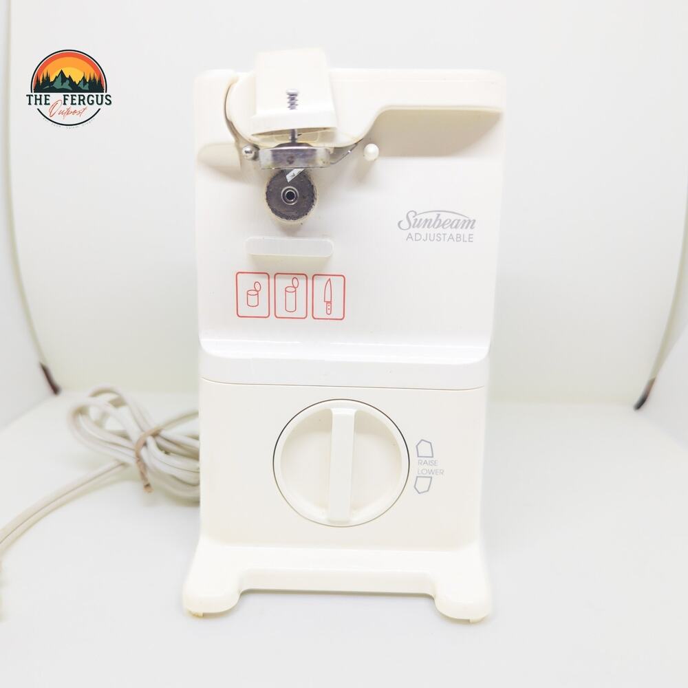 Sunbeam Adjustable Height Knife Sharpener Electric Can Opener White Model 05321